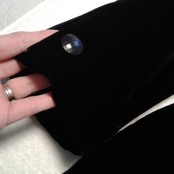 Kenar vintage 80's black velvet fitted blazer double breasted Made in Hong Kong - Picture 10 of 12